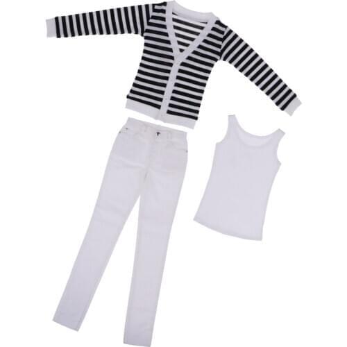 1/3 BJD Cool Striped Cardigan, Tank Top & Jeans Set for Normal 70cm Uncle Male Size Doll Accs