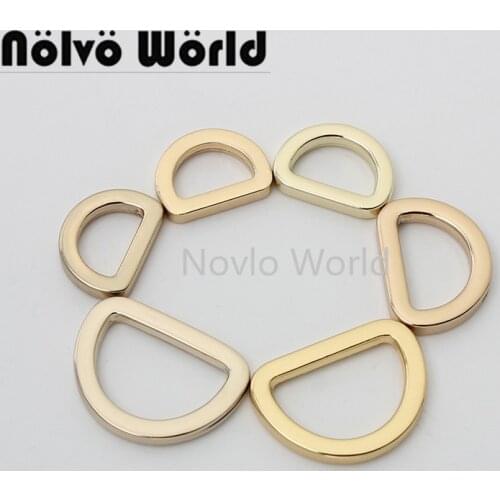 10-50 pieces 6 colors 3.0mm line 12 13 16 19mm tabular edge die-casting d ring for chain bag non-opened d buckles bag hardware