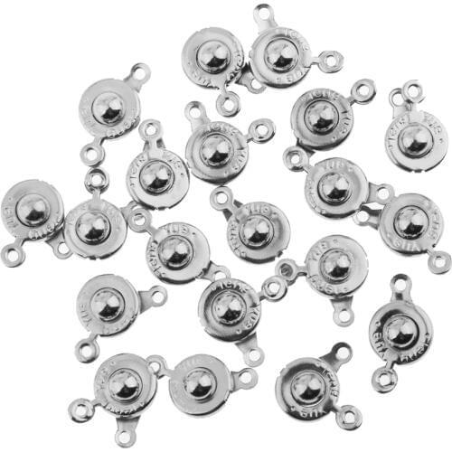 20pcs Round Metal Connector Clasp Pearl Beads Snap Closure Fastener Clasp Connector Findings for Necklace Bracelet DIY Craft