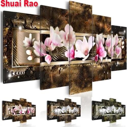 Diamond Painting 5 Pieces Orchids Diamond embroidery 5d diy diamond mosaic diamond paint flowers Blossom full drill round, art