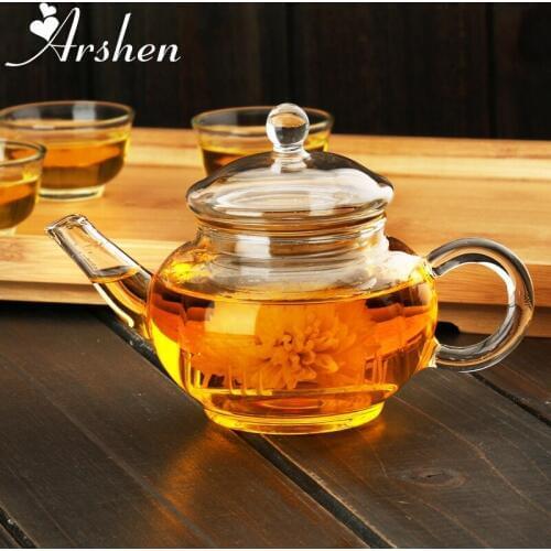 Arshen 250ML Beauty Flowertea Glass Teapot Heat Resistant Bottle Cup for Blooming Tea Herbal Coffee with Infuser Fitter Gift