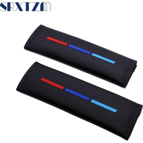 Car Seatbelt Shoulder Pad Comfortable Driving Seat Belt Vehicle Shoulder Pad Cover Cushion Harness Pad for BMW ///M Color Driver