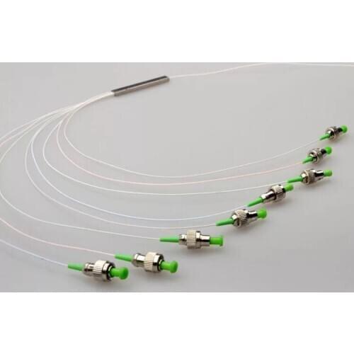 Free Shipping FC/ APC 1X8 FTTH Fiber Optic Splitter FBT Optical Coupler 1X8 SC Singlemode Steel Pipe plc optical splitterOptical