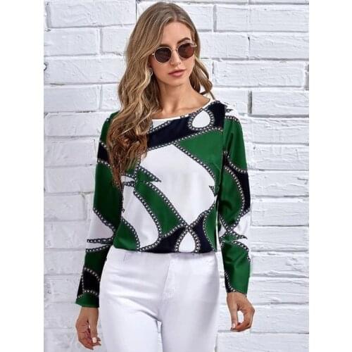 Temperament Printed Blouse Womens 2021 New Slim Box Cat Cloud Positioning Printing Long-sleeved Temperament Top Bottoming Shirt