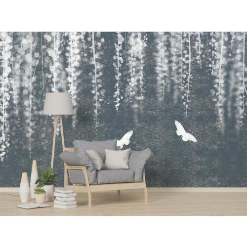 Customized large-scale 3D mural wallpaper hand-painted flower art background wall fresh in northern Europe