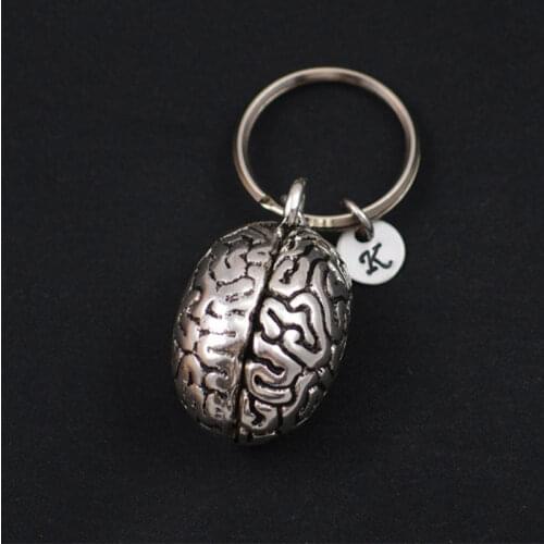 3D Keychain & Keyring Key Chains Anatomical Human Cerebrum Brain Halloween Jewelry Silver Color Color 1 Piece Initial Keychain