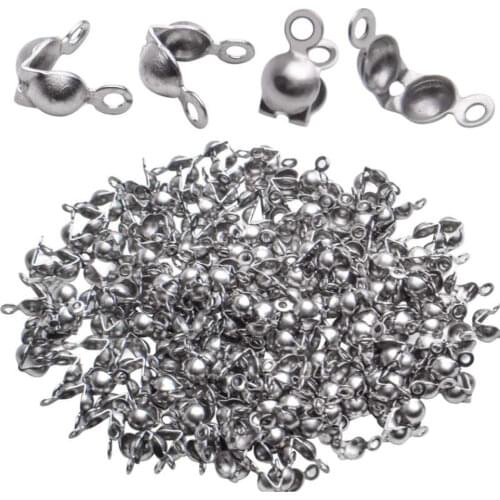 100Pcs Stainless Steel End Crimp Beads Ball Chain Connector Clasp DIY For Necklace Bracelets Jewelry Making Supplies