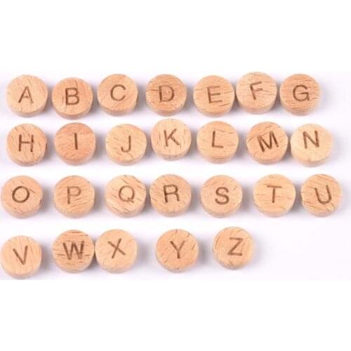 10/26pcs Natural wooden two sides engraving Alphabet/Letters Round Beads Pony Beads For Jewelry Making 10mm MT2251