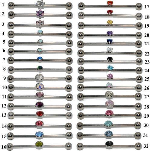 CHUANCI 1PC 14G G23 Titanium Industrial Piercings Industrial Barbell Gem Top Removable Earrings Tragus Ear Gauge Body Jewelry