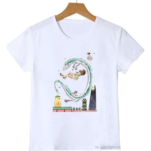 T-shirt for boys/girls Japanese anime Spirited Away My Neighbor Totoro cartoon print teen tshirts cute kids clothes tee tops