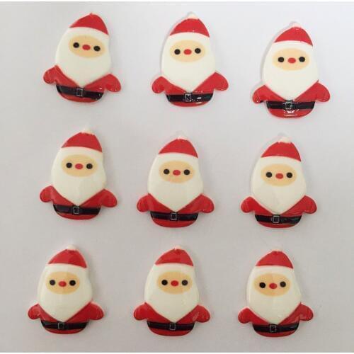 Hot DIY 10pcs 19*23mm Resin Hand Painting Santa Claus Flatback Wedding Christmas Buttons K119