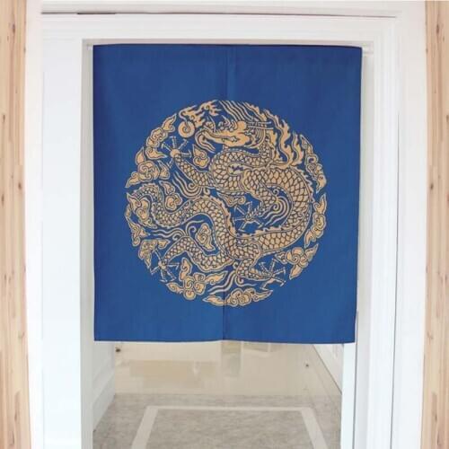 1PCS Rod Pocket Chinese Style Dragon Design Door Curtain for Bedroom Fish Hallway Kitchen Rideaux Joyous Doorway js313c