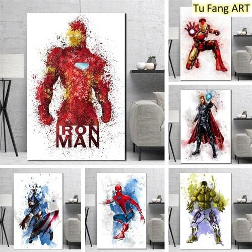 Canvas Painting Marvel Superhero Wall Art Iron Man Hulk Posters and Prints Room Decor Pictures Living Kids Home Decoration