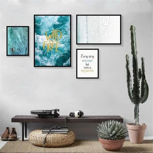 I Want The Ocean Right Now Nordic Painting Print on Canvas Wall Art Posters and Prints Quadro Wall Painting for Bar Decor