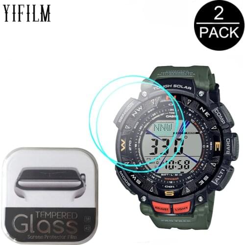2PCS 9H 2.5D Clear Tempered Glass For Casio PRO TREK PRG-240 PRG240 Smart Watch Screen Guard Film Waterproof Anti-Scratch Glass