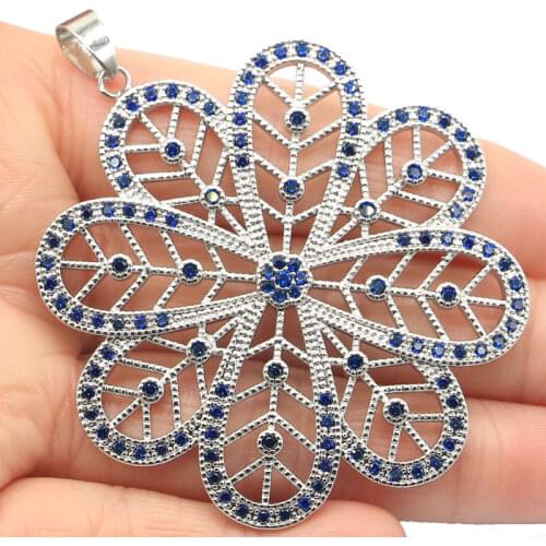 37x23mm Delicate Fine Cut Dazzling Created Violet Tanzanite Pink Morganite CZ For Womans Wedding Silver Pendant