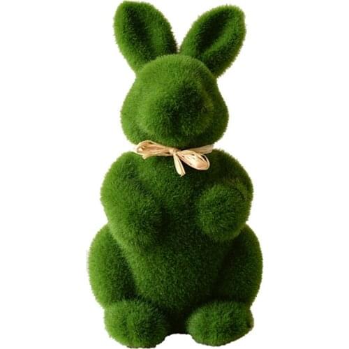 Lovely Handmade Moss Rabbit Artificial Turf Grass Easter Bunny Home Office Decor