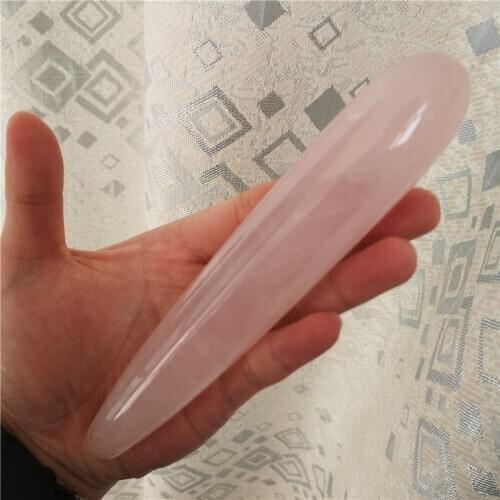 18cm Natural rose quartz crystal wand Personality pink quartz massage stick Gemstone beauty bar Yoni Healing for women gift