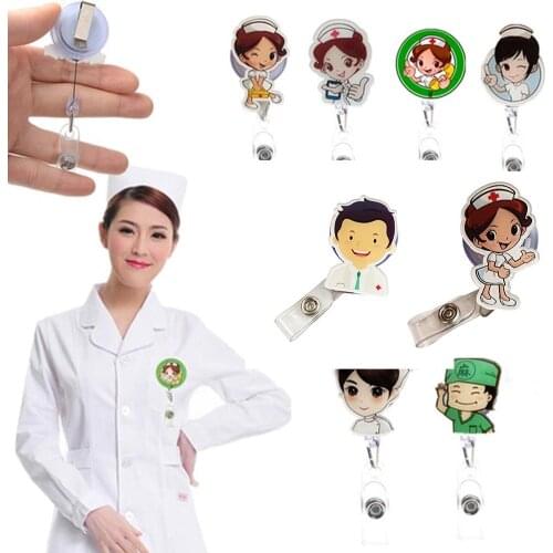 Cute Retractable Badge Reel Nurse Doctor Key ID Name Card Holder Office Supplies