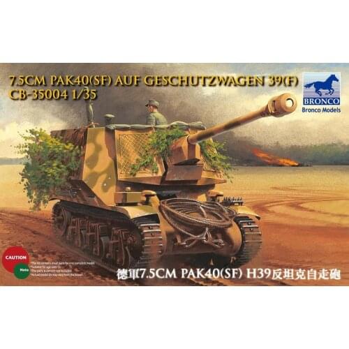BRONCO CB35004 1/35 7.5cm Pak40(Sf) Auf Geschutzwagen H39(f) - Scale Model Kit