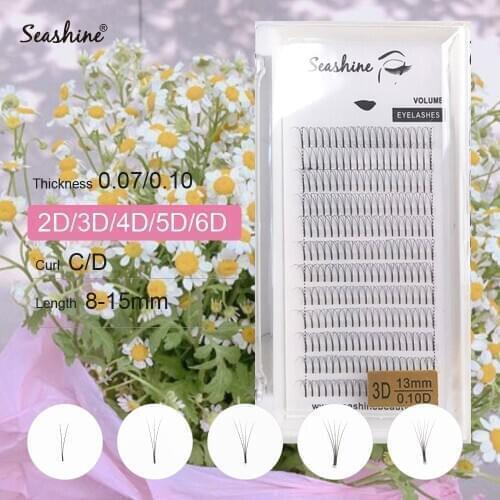 Seashine Lashes Extensions Premade Volume Fans 2D3D4D5D6D Lash Pre Made Fans Russian Volume Lahes Faux Mink Eyelash Extension