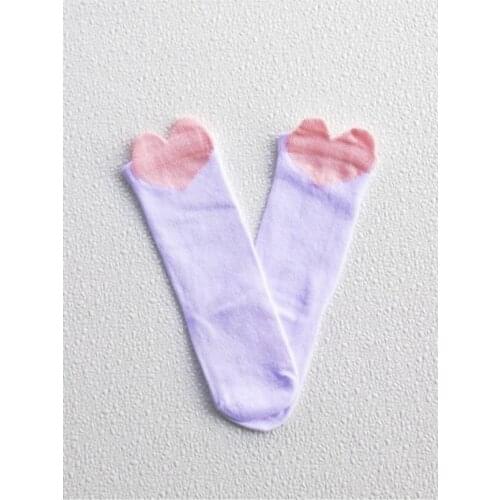 Powder Heart Baby Girl Below-Knee Socks Casual Pink Single