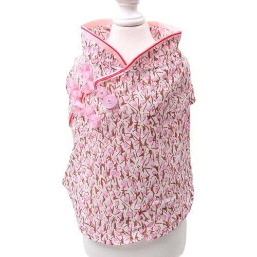 Small Floral Cheongsam Dress Shirt Floral&Lace Cat Puppy Skirt Spring/Summer Apparel Outfit 5 Sizes 3 Colours
