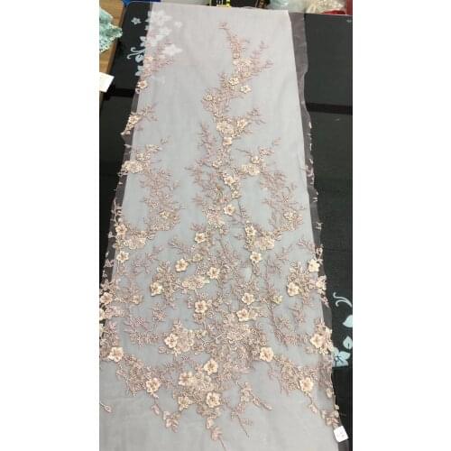 New fashion style handmade 3D chiffon flowers with beads on netting embroidered wedding dress/evening dress lace fabric