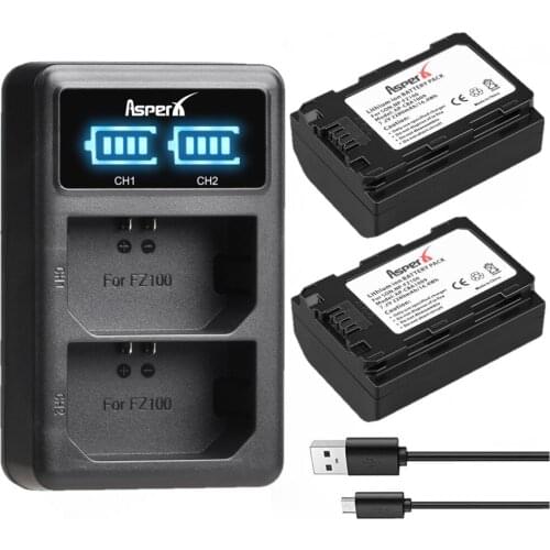 NP-FZ100 NP FZ100 Battery + LED Charger for Sony Alpha A7 III , ILCE-7M3, Alpha a7R III, A7M3 A7R3 A7RIII 7R III ILCE-7RM3 A6500