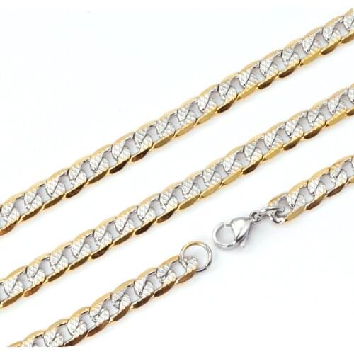ASON High Quality Gold Stainless Steel Jewelry Men Necklace Width 6mm/8mm/10mm Length 50cm/55cm/60cm Mixed Long Necklaces Cuban