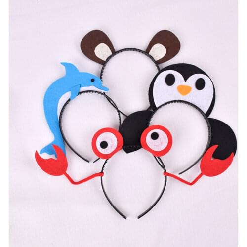 Animal Ears Headband for Kids Birthday Party Hair Accessories Boys Felt Halloween Costume Headbands Animal Headwear