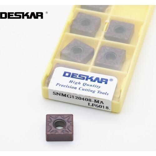 10PCS DESKAR SNMG120404 SNMG120408 HA MA HS LF6018 CNC Lathe Cutter Cutting Carbide Inserts External Turning For Stainless Steel