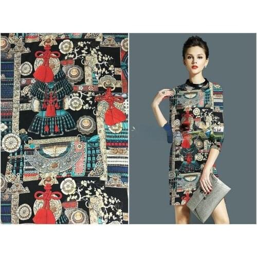 Chinese ethnic style digital printing heavy stretch silk satin natural mulberry silk high fashion fabric dress cheongsammaterial