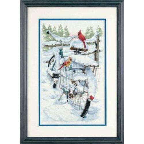 Top Quality Lovely Counted Cross Stitch Kit Bicycle Birds Bird in Snow Winter dim3th52343th