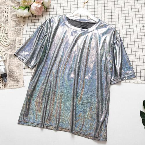 Bright Silk T-shirt Shiny Short-sleeved Top Ladies Summer Clothes 2021 New Fashion Compassionate All-match Bottoming Shirt