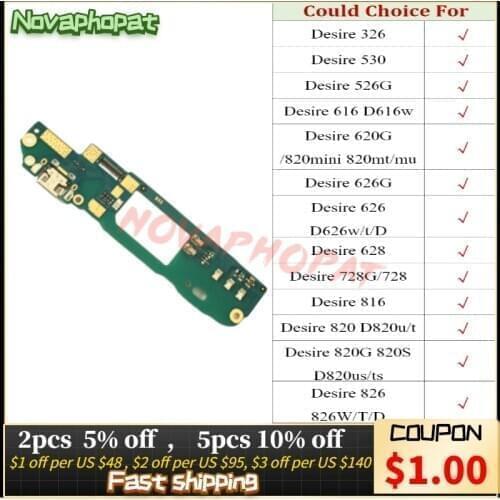Charging Flex for HTC Desire 626 626G 616 526G 620 620G 326 530 820 Mini Charger USB Dock Port Flex Cable Board Microphone