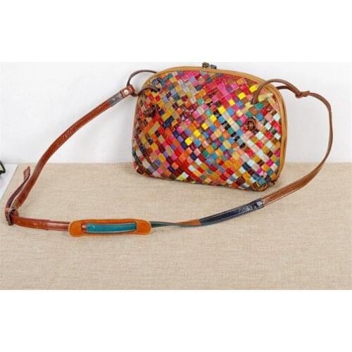 Women Stitching Handbag Female Genuine Leather Colorful Bag Handbags Colorful Bolsas Ladies Crossbody Bags Portable Shoulder Bag