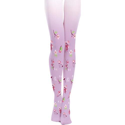 2020 Medias De Mujer Women Tights Polyester New Pantyhose Female Plum Cherry Printing Stockings Fashion Was Thin Velvet Sexy