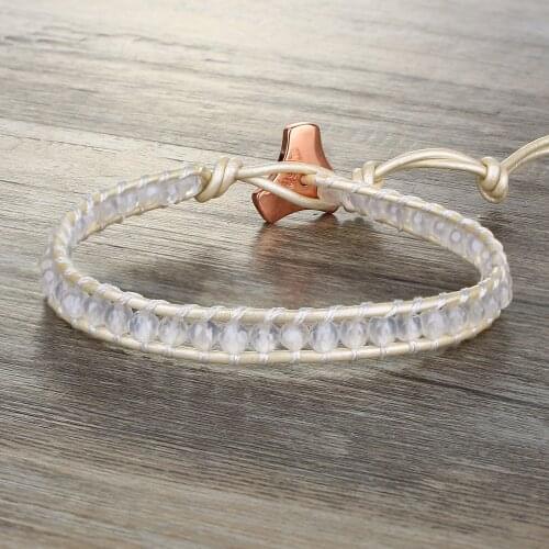 QUANCHI Boho Handwoven Crystal Beaded Bracelets for Women Simple Wrap Bracelet Bangle Armband Charm Jewelry Pulseras