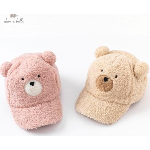 DBS19536 dave bella winter new born baby unisex cartoon bear hat children boy girl fashion bucket cap