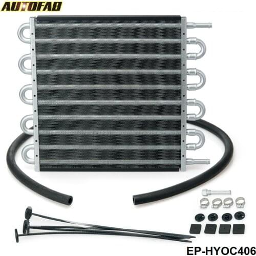 10 Row Heavy Duty Tube&Fin Transmission Cooler -6 AN In/Out AF-HYOC406
