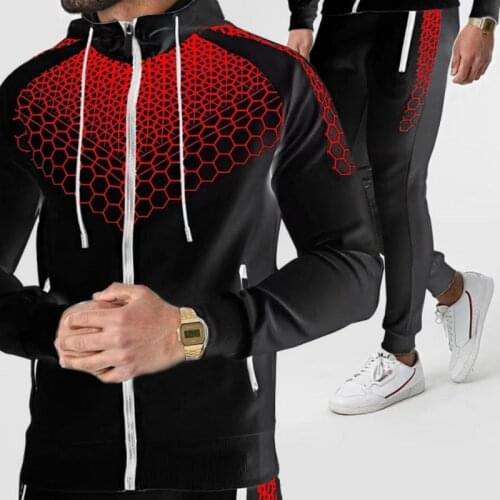 2021 Brand Men Tracksuit 2 Piece Tops and Pants Mens Zippered Sweat Suits Set Print Plus Size Jogger Sets for Men Clothing 3XL