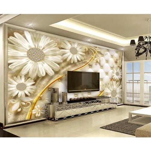 Beibehang Large Custom Wallpapers Transparent Flowers Luxury Jewelry TV Background Living Room Wall Furnishings