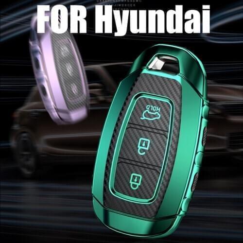 Carbon fiber TPU Key Cover Case For HYUNDAI Santa Fe Ix45 Palisade Accent Veloster Kona Nexo Elantra GT Sonata I30 IX35 Tucson