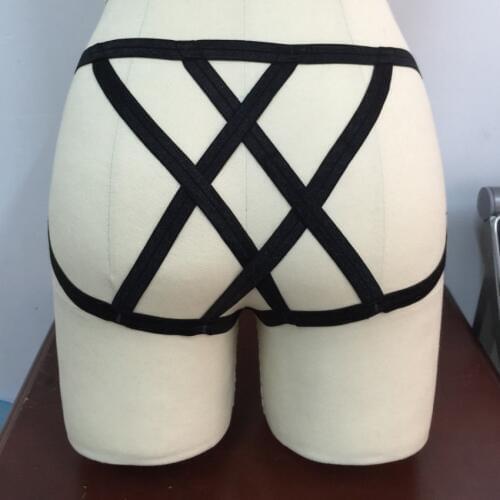 Black women sexy lingerie body harness T-back rave wear gothic harajuku bondage harness