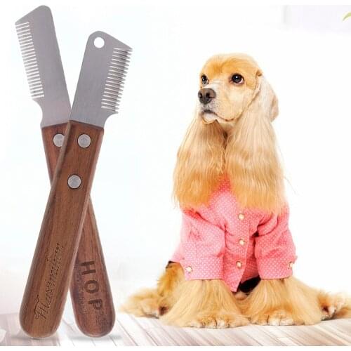 Pets Wood Hair Removal Comb Dog Cat Fur Trimming Dematting Deshedding Brush Grooming Tool For matted Long Hair Curly Pet Supply