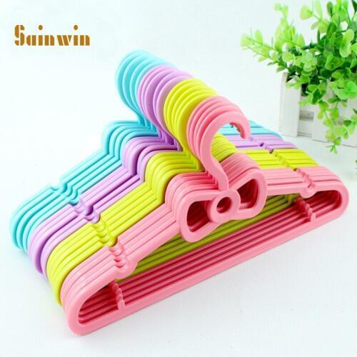 Sainwin 20pcs/lot 28cm Child bowknot hangers for clothes rack baby household plastic seamless small hanger