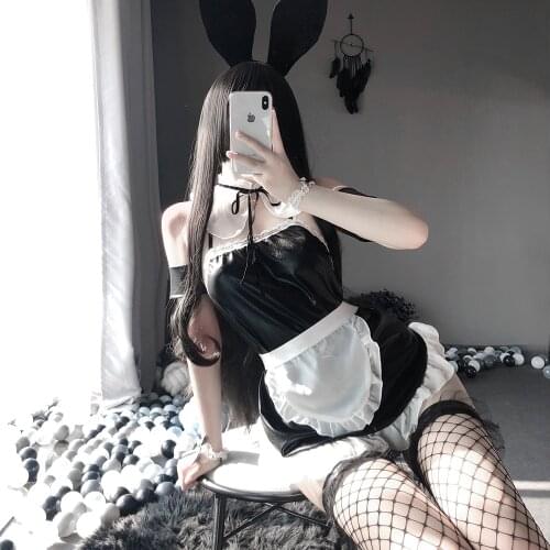 Women Sexy Lingerie Bunny Girl Costume Uniform Babydoll Dress Porno Erotic Role Play Cosplay Lolita Sleepwear Exotic Set