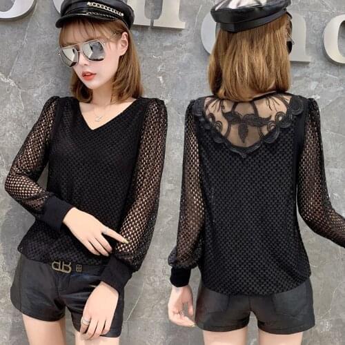 T-shirts female lace Net yarn Punk Rock tops womens tshirt tees Poleras Mujer 2021 t shirt Vetement Femme autumn winter Clothes