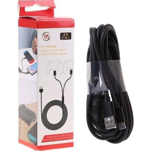 JYS-NS195 2 In 1 Charging Cable For PS5 Controller Data Cable For -Xbox Series X Gamepad Type C Charger T84D